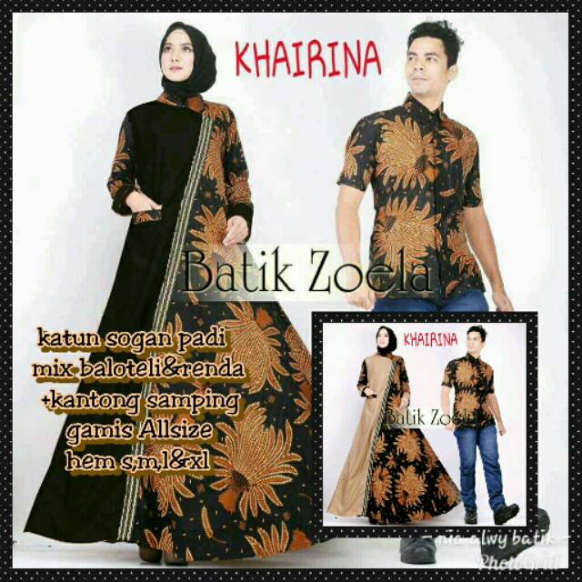 New Couple Batik Zoela Khairina 2 Warna Kombinasi Blackcream