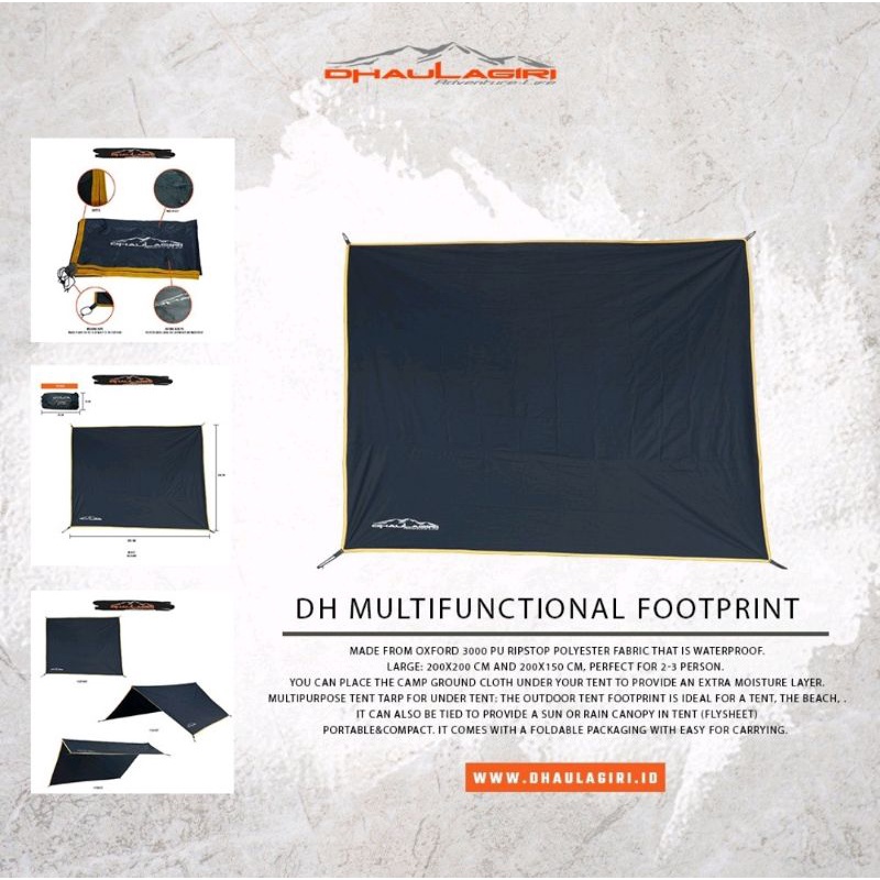 Alas Tenda Footprint Dhaulagiri Multifungsi Flysheet 200x200 cm dan 150x200 cm