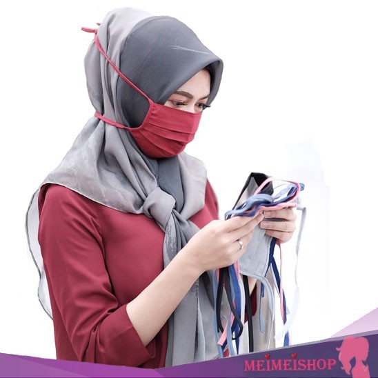 MEIMEISHOP MASKER KAIN HIJAB OXFORD & MASKER KAIN POLOS MASKER PELINDUNG DEBU MODEL