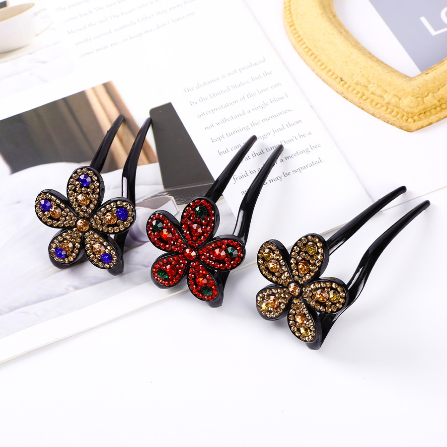 Vintage Crystal Flower Hair Sticks Hairpin U Shape Rhinestone Hair Clip Women Hair Accessories