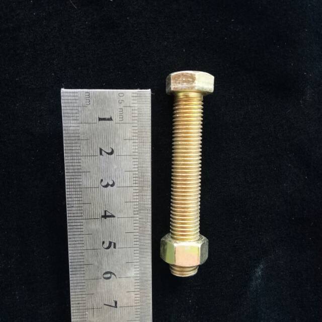 Baut Mur Kuning BMK 10x60, Baut 14 panjang 6cm