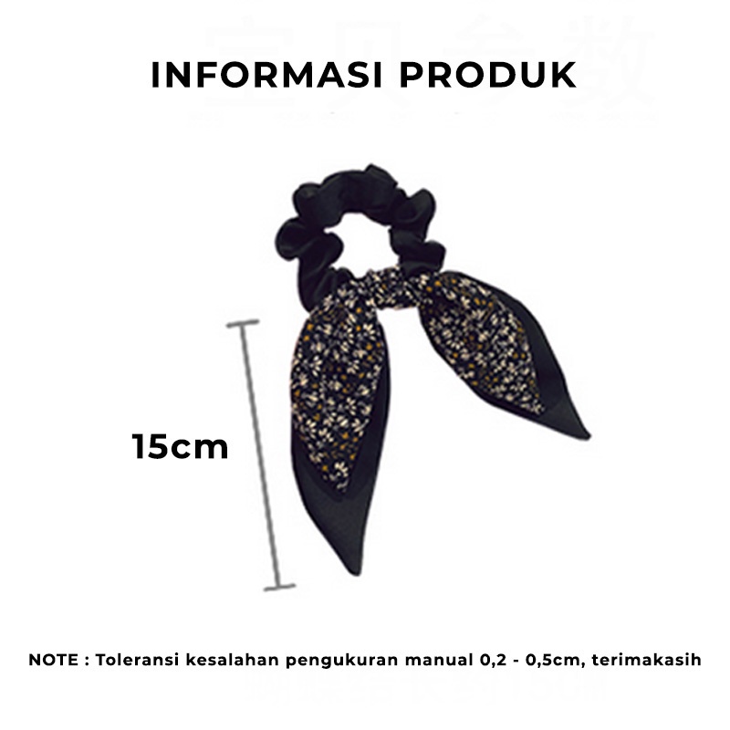 Ikat Rambut Scrunchie Korea Perempuan Dewasa Model Pita Motif Bunga Fashion Wanita korea Aksesoris Rambut lucu AK177