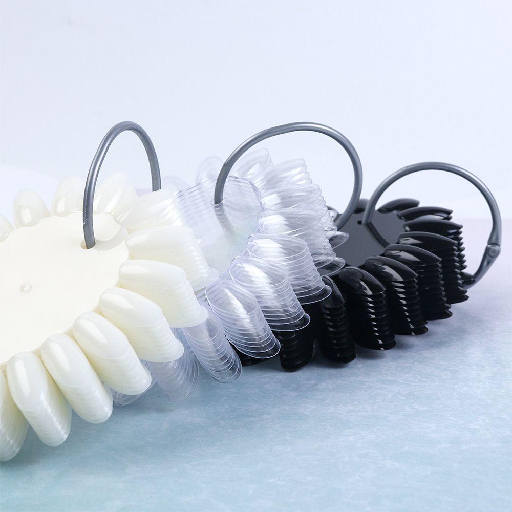 Mxbeauty Fake Nail Art Tips Display Roda Portable Transparan Manicure Alat Latihan Palet Bulat Dengan Cincin Nail Art Polish Color Card