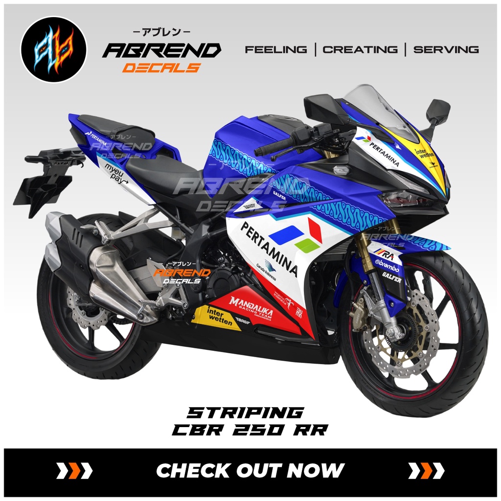 Striping CBR 250 RR Mandalika / Stiker Motor Honda Cbr 250RR Pertamina / Stock Decals Honda Cbr 250