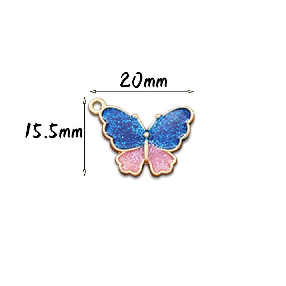 Lily 10Pcs Butterfly Shaped Charms Enamel Kalung Warna Membuat Perhiasan