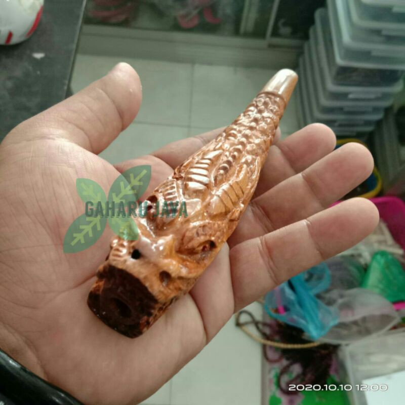once pirok kayu stigi ukir naga panjang 16cm