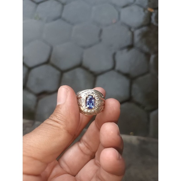 Natural Blue Sapphire Sri Lanka Ceylon No Heated Ring Silver Memo KGL