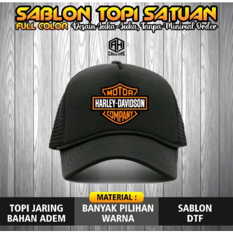 TOPI JARING PRIA WANITA / TOPI TRUCKER PREMIUM HURLEY DAVIDSON HIGH QUALITY