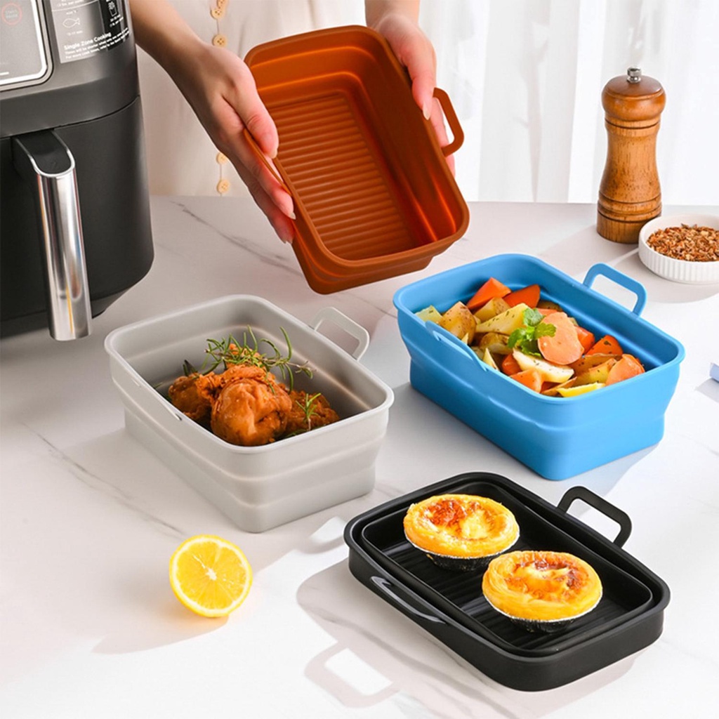 Solighter Square Silicone Pot Grill Pot Tray BBQ Plate Pemanasan Baking Basket Pengganti Liners Baking Pan