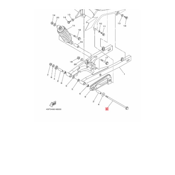 SHAFT PIVOT AS TENGAH SWING ARM FORK SASIS BYSON KARBU ORI YGP 45P-F2141-00