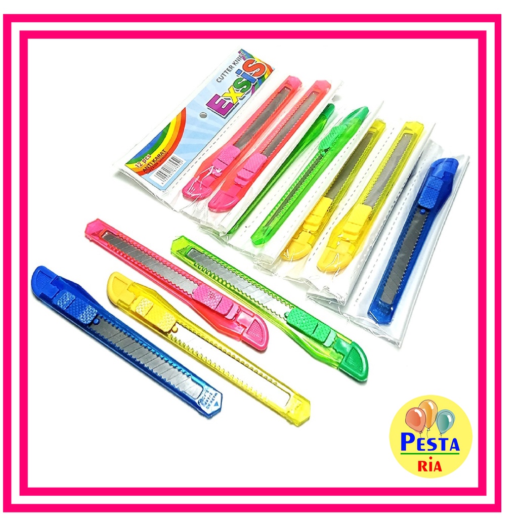 

Murah!! (12Pcs) Cutter, cutter renteng (Kecil), cutter transparan warna warni