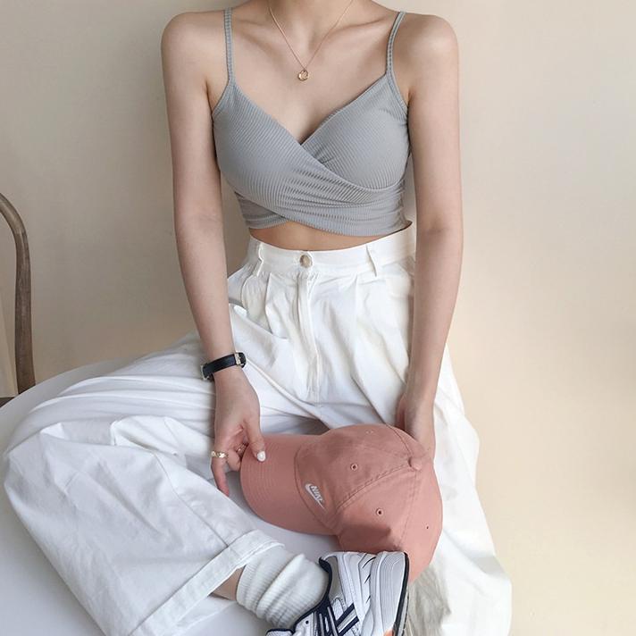 KINDSTORE❤ | KURA SILANG TOP BRA DENGAN PADS MODERN