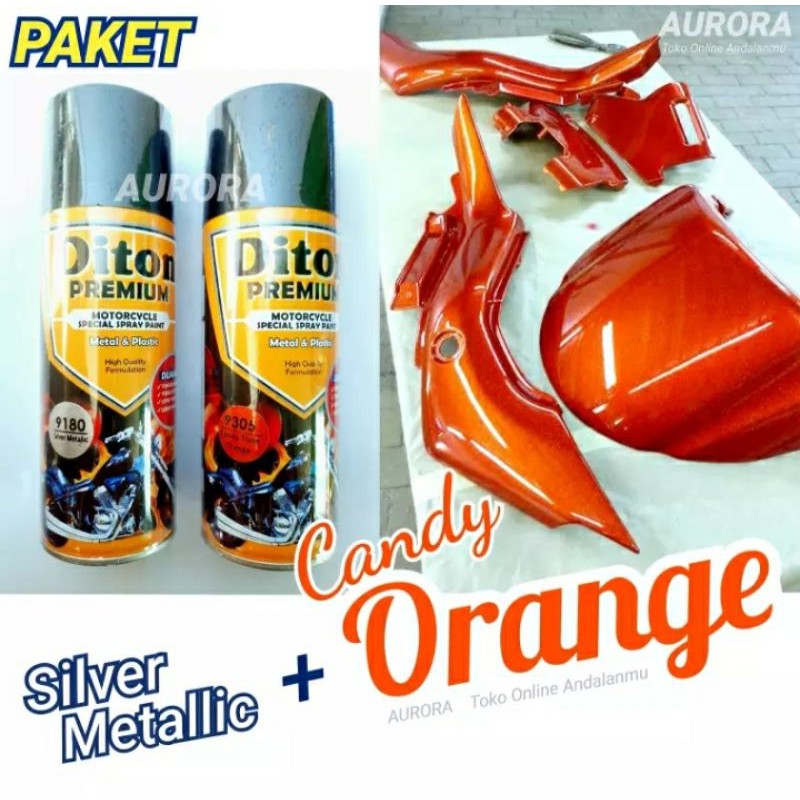 PAKET Pilok DITON Premium Silver Metalik + Candy Orange Oren Transparan
