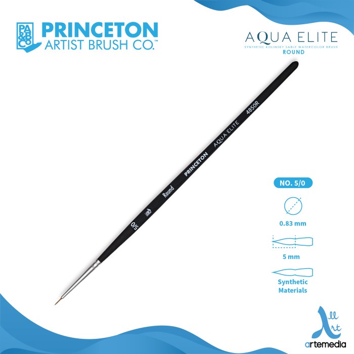 

(TERLARIS) Kuas Lukis Princeton Aqua Elite 4850R Round Synthetic Brush SH - NO. 5/0