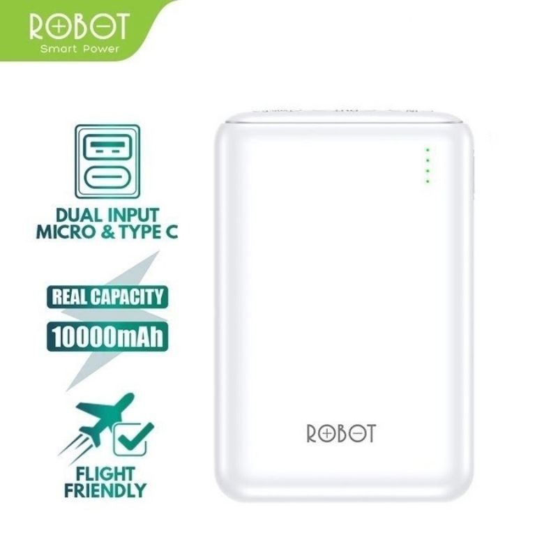 ROBOT Power Bank  RT10 10000mAh Powerbank 2 Input 1 Output Super Mini Garansi 1 TAHUN