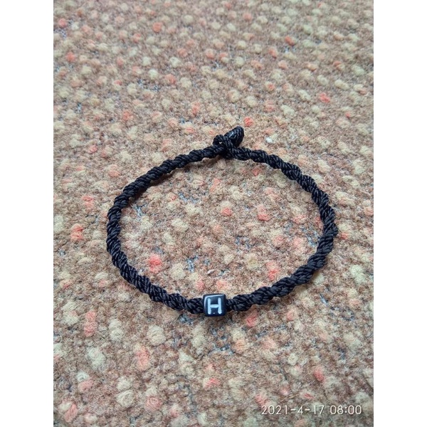 Gelang inisial A- M couple tali nilon tahan air - Gelang anyam kepang - ready kalung tali gelang kay