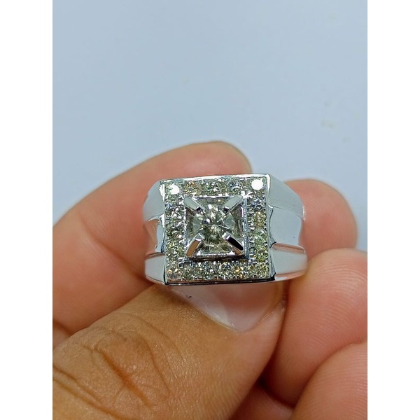cincin full berlian pria mata utama berat 0.20 keliling full berlian eropa ring perak ringsize 18/19