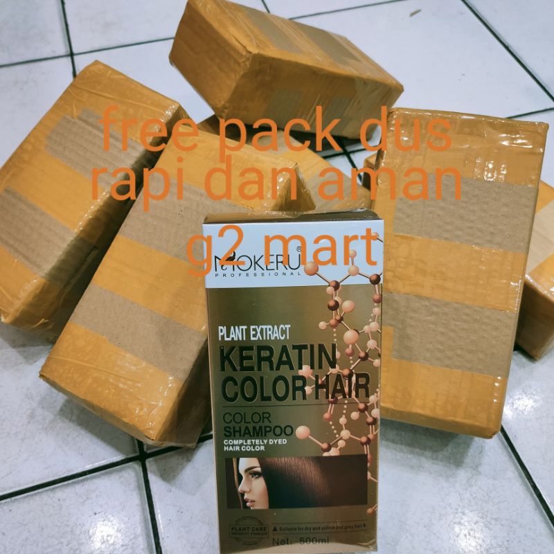 Original Mokeru KERATIN / ARGAN OIL Shampoo Semir Pewarna Rambut Herbal 500ml7