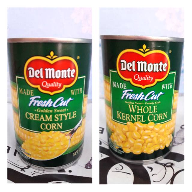 

Jagung Delmonte / whole kernel corn dan cream style corn