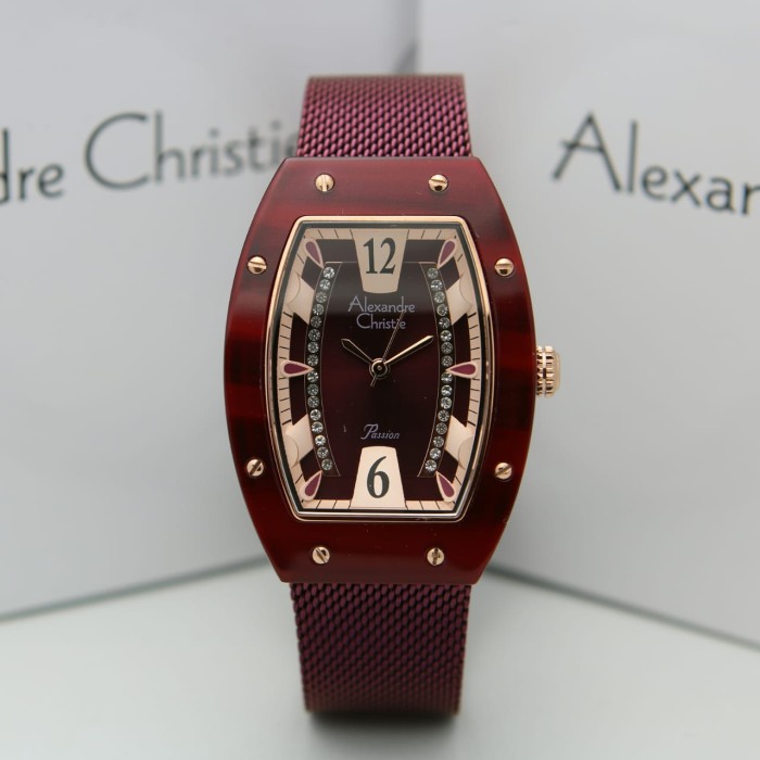 [ ORIGINAL ] Jam Tangan Wanita / Cewek Alexandre Christie 2778 - MAROON ori