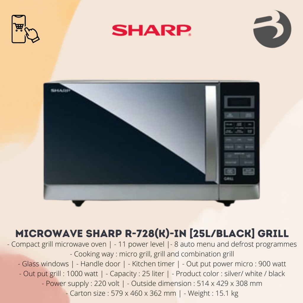 Microwave Sharp R-728(K)-IN [25L/Black] Grill