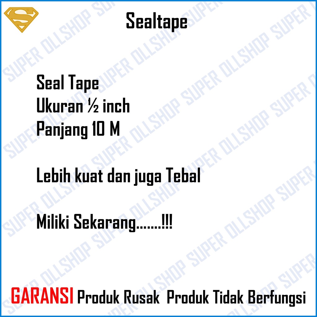 Sealtape Selotip Siltip Pipa Isolasi Kran Seltip Seal Tape Isolatip 1/2 inch