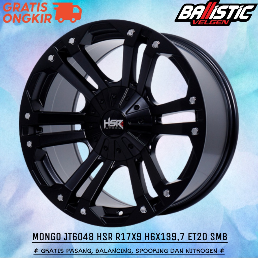 Pelek racing ring 17 mobil Pajero Fortuner velg mobil HSR Mongo R17 Black