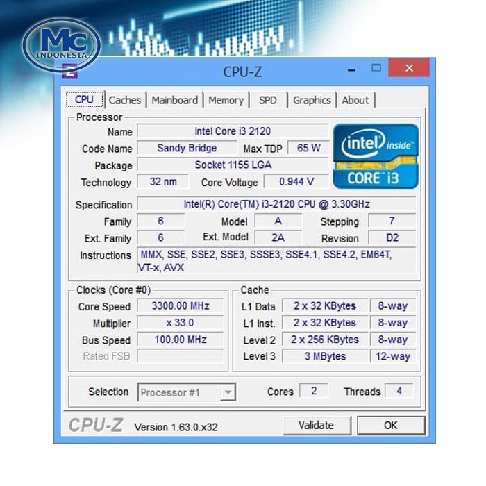 PROCESSOR INTEL CORE i3 2120  + FAN