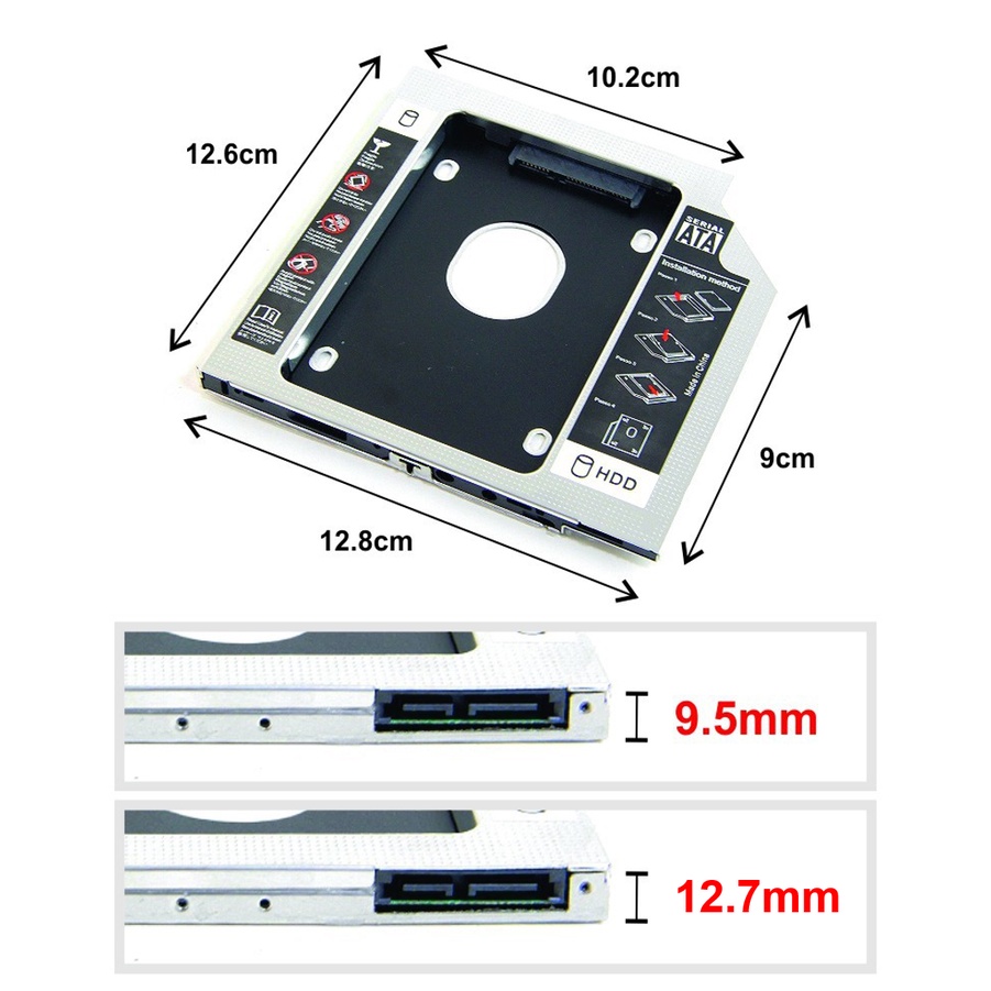 Casing Hardisk Caddy Slim 9.5mm / 12.7mm Sata DVD Slot 2.5&quot; HDD SSD