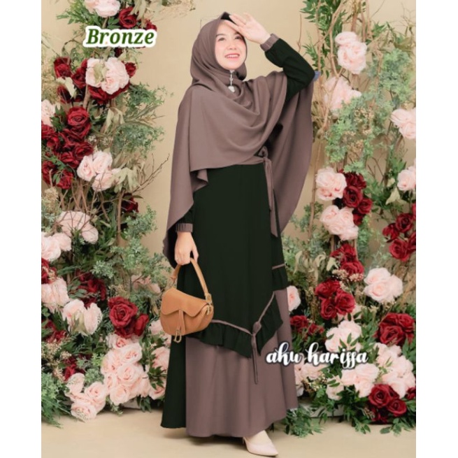 READY YUNISA SET SYAR'I AKU KARISSA ORI//GAMIS BEST SELLER WARNA BARU-Bronze