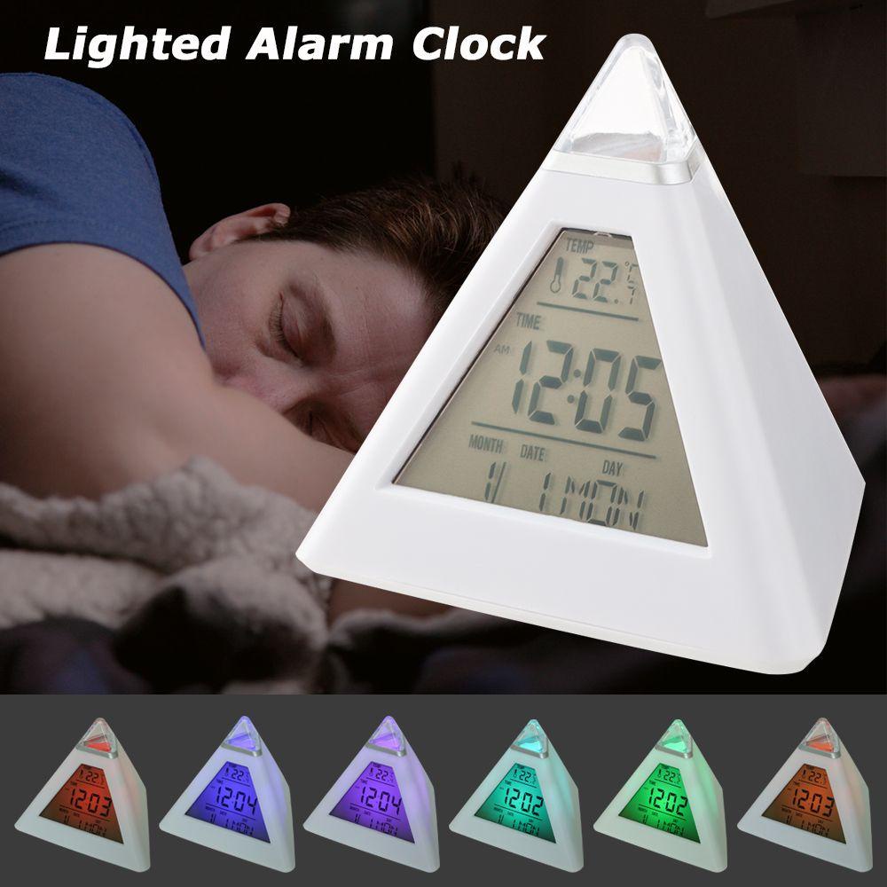 Solighter Jam Alarm Piramid High Quality Dengan Lampu Malam Termometer Meter