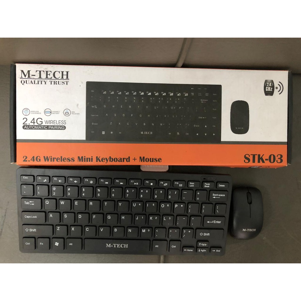 Paket Keyboard Mini Slim Wireless Mouse MTech STK-03 M-Tech STK03