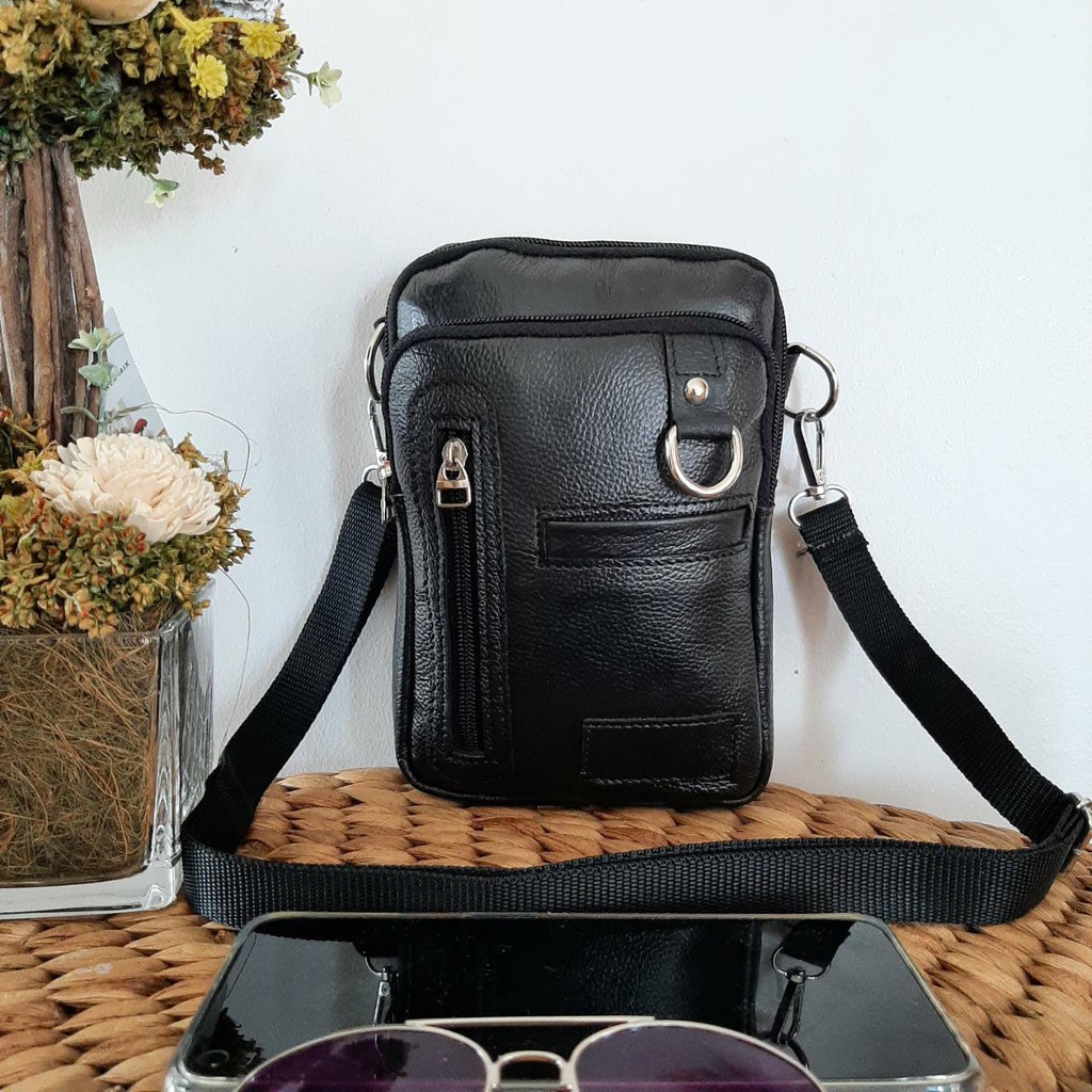 Tas Selempang Tas Mini Tas Hp pria Kulit sapi asli sling bag