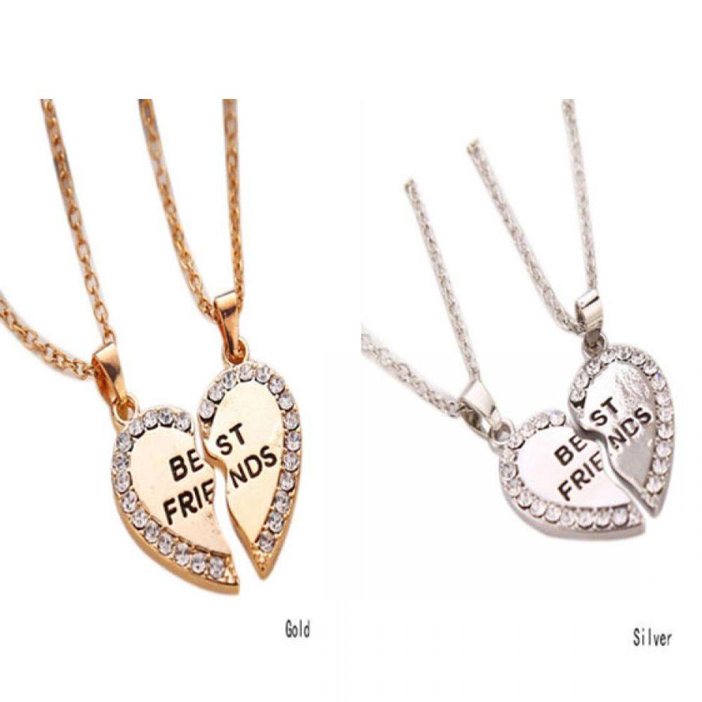 Lily 2PCS Bff Kalung Best Friend Perhiasan Berlian Imitasi Persahabatan