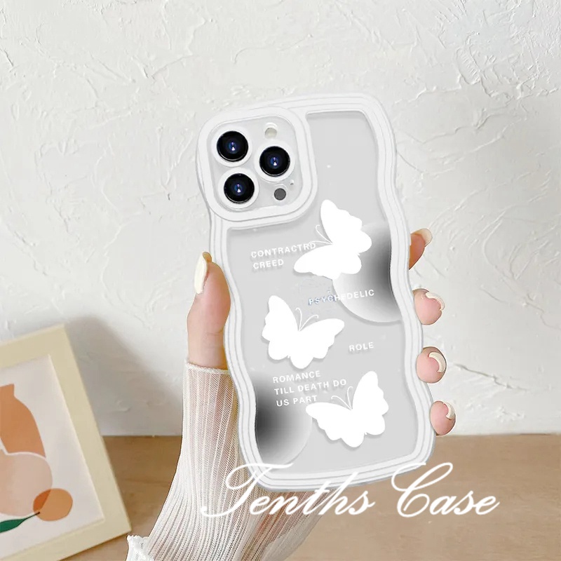 Soft Case Motif Kupu-Kupu Hitam Putih Untuk IPhone 14 13 12 11 Pro Max X XR Xs Max 8 7 6 6s Plus SE 2020
