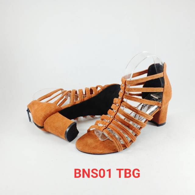 Emye BNS01 Sepatu Pesta Wanita Gladiator Hak Chunky 7cm Elegan Terbaru