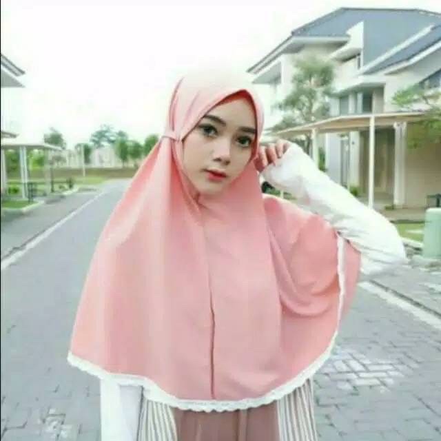 Jilbab / kerudung / Bergo maryam renda bawah premium bahan diamond