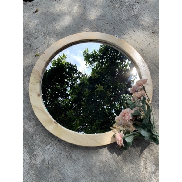 CERMIN BULAT KAYU/CERMIN ROUND MIRROR