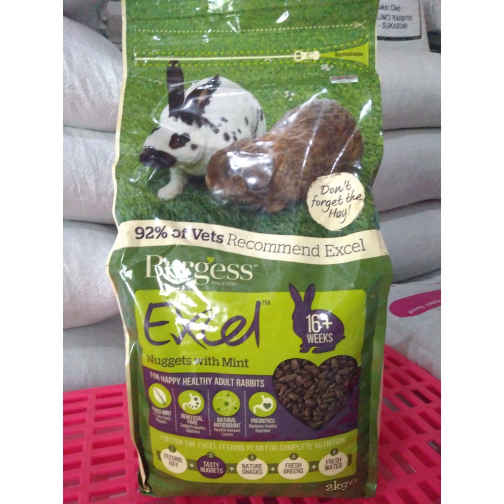Burgess Excel Adult Mint Makanan Kelinci repack 1kg dan 500gr
