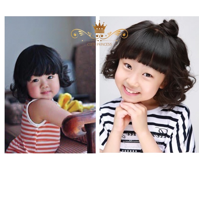 Rambut Palsu / Wig Anak Perempuan Model Bob Bergelombang - Warna Hitam & Coklat Tua - Usia 6 Bulan