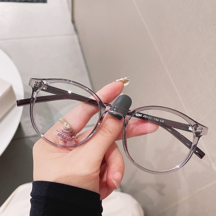 Viendo Kacamata Photocromic Anti Radiasi Minus Wanita Pria Cowok Elastik TR90 Korea Gaya Terbaru Frame Kacamata Komputer Anti Silu Blueray Sinar Matahari UV400 Kaca Mata optik-Grey