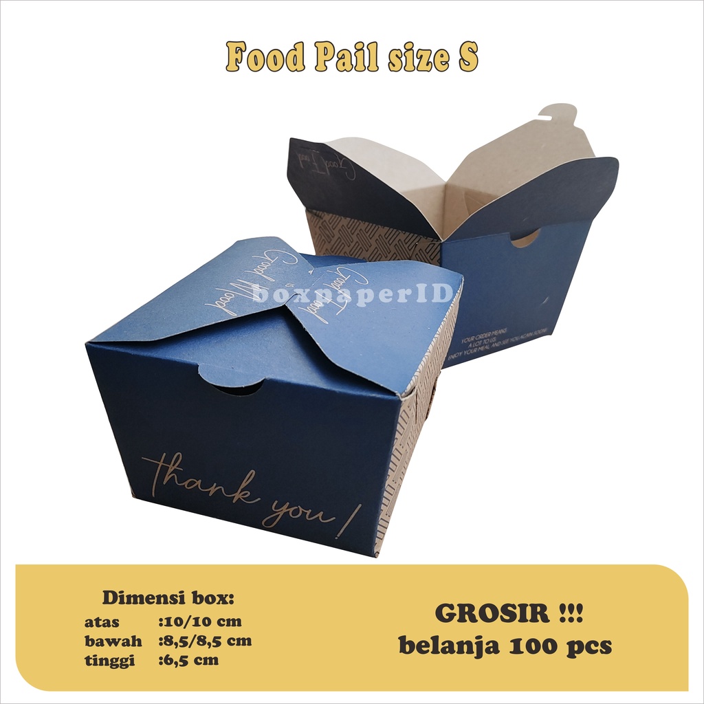 Food Pail Size S Laminasi Kraft Dus Snack Anti Bocor Food Tary Size M L