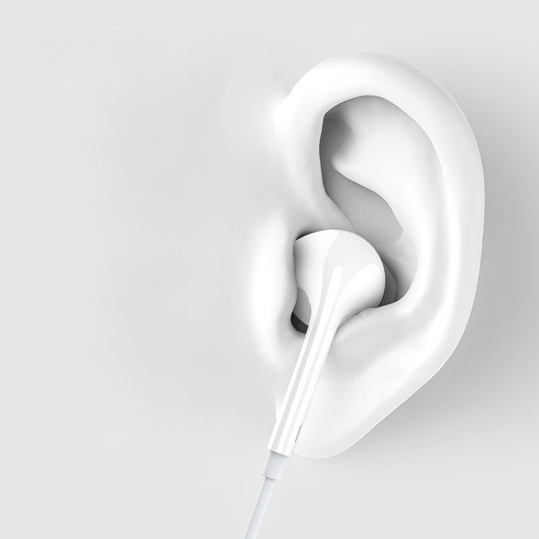 KEBETEME Earpods Earphone Headset In-Ear 3.5 mm Jack with Mic - KIK58 - White