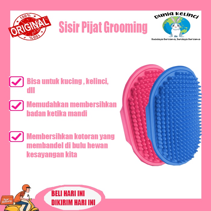 SISIR PIJAT GROOMING KUCING KELINCI MARMUT HEWAT OVAL KARET