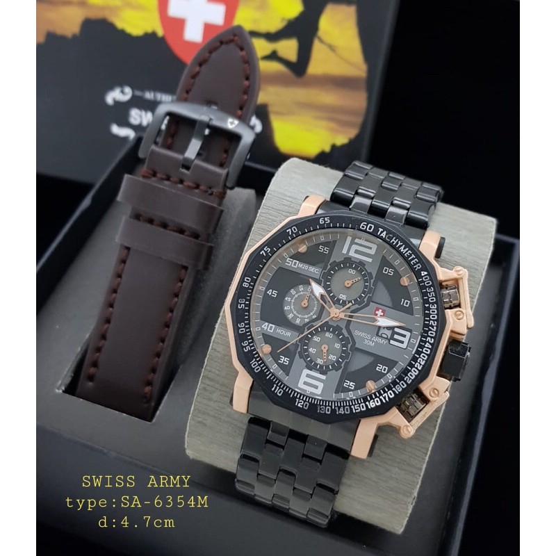 jam tangan SA6354M rantai tanggal chrono aktif + tali cadangan