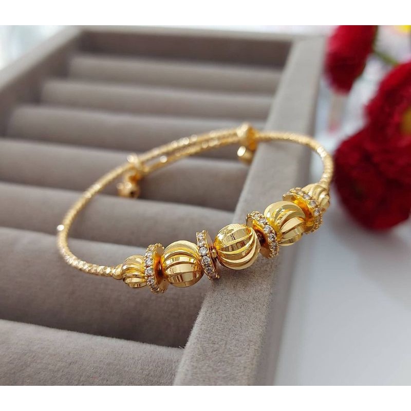 GELANG WANITA BOLA LAPIS EMAS 18K