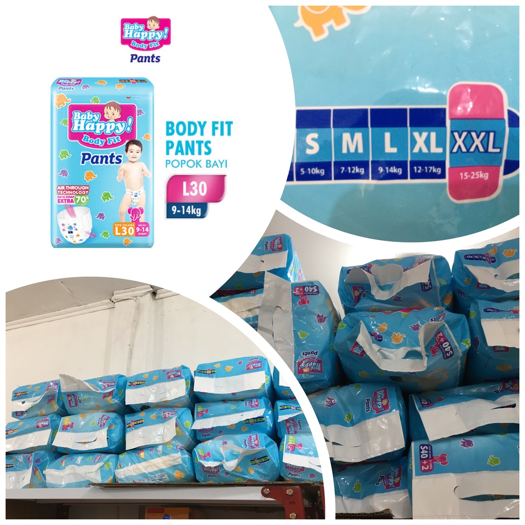 Pampers Diapers BABY HAPPY PANTS [S40 / M34 / L30 / XL26 / XXL24]