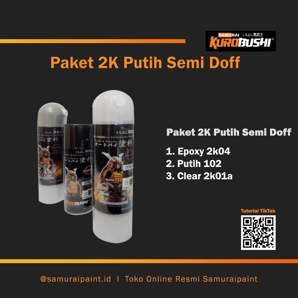 Paket 2K Putih Doff, Samuraipaint. Cat Semprot