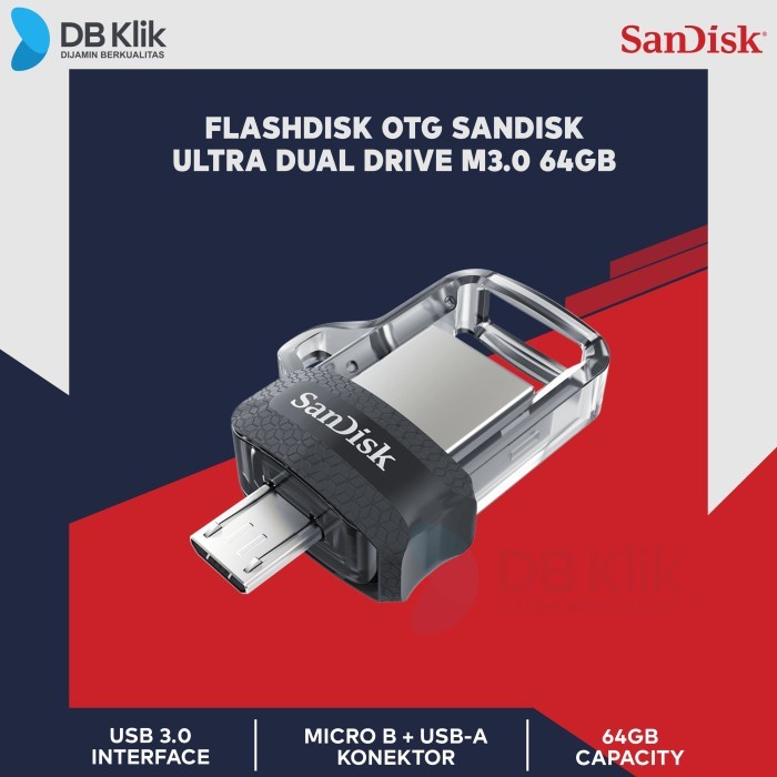 Flashdisk OTG Sandisk 64GB Ultra Dual Drive USB 3.0 &quot; M3.0 64gb &quot;