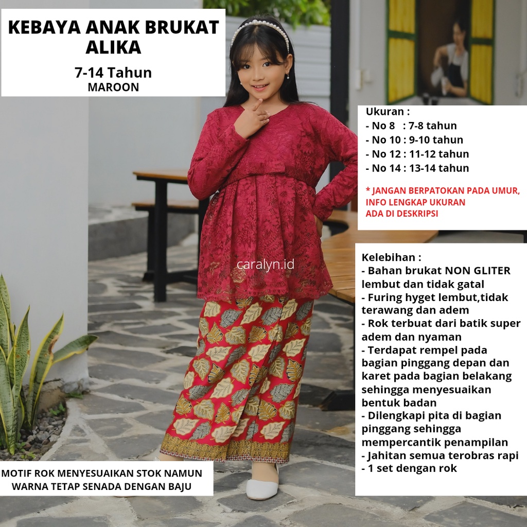 KEBAYA ANAK ALIKA TK PAUD SD 1-14 TAHUN